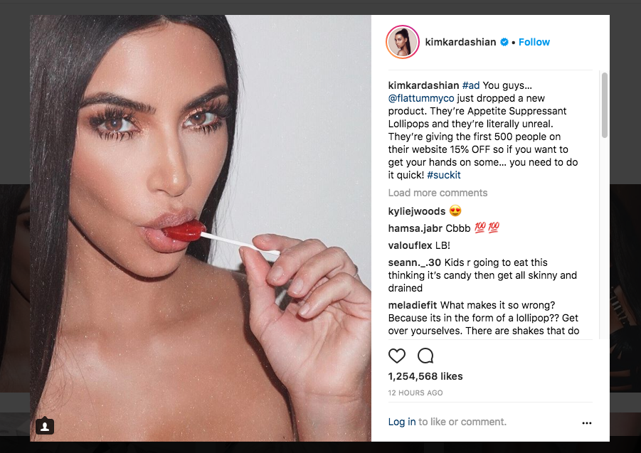 Kim Kardashian's Lollipop Post on Instagram | InstantHub